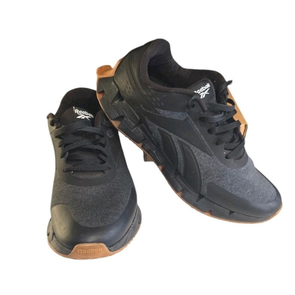 Reebok Mens Zig Dynamica 2.0 Athletic Shoes Size 12 Black Gum Running Sneakers
